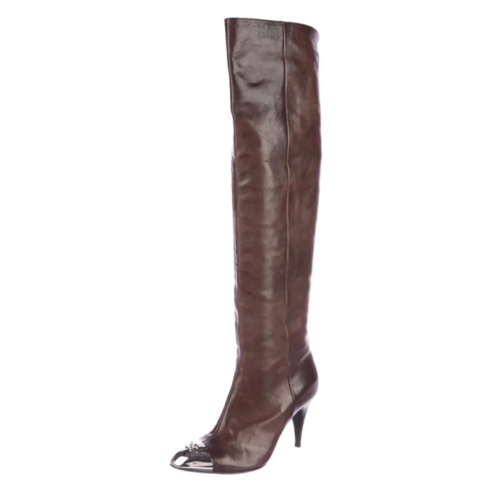 Chanel Leather Over the Knee Boots in size 6